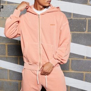 VANQUISH WASHED CORAL OVERSIZED HOODIE SIZE M